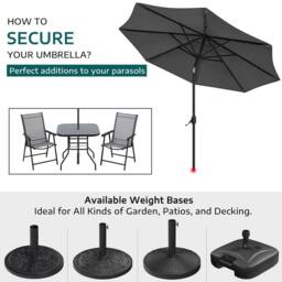 Living and Home 3M Large Rotating Patio Parasol for Outdoor Sunshade and Rain with Floral-Pattern Base in Black - thumbnail 7