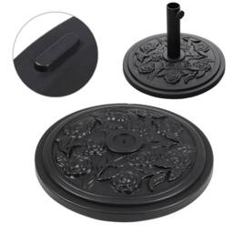 Living and Home 3M Large Rotating Patio Parasol for Outdoor Sunshade and Rain with Floral-Pattern Base in Black - thumbnail 9