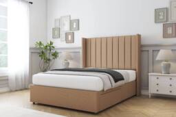 "Sloomy Falcon Dumfries Divan Base 2 Drawers Foot-End-54"" Wingback Headboard in Light Brown - Size: Small Double" - thumbnail 3