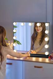 Living and Home 3 Color Light Modes Hollywood Vanity Mirror With Smart Touch Screen and Memory Function in Black - thumbnail 2