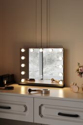 Living and Home 3 Color Light Modes Hollywood Vanity Mirror With Smart Touch Screen and Memory Function in Black - thumbnail 1