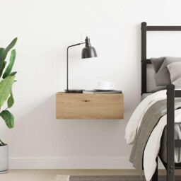 Berkfield Home Floating Nightstand Artisan Oak 40x32x15 cm Engineered Wood in Brown - Size: 40 x 32 x 15 cm - thumbnail 4