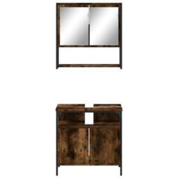 Berkfield Home 2 Piece Bathroom Furniture Set Smoked Oak Engineered Wood in Brown - thumbnail 5