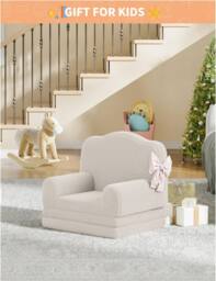 London Boutique Convertible Kids Couch Sofa Bed 2-in-1 Folding Toddler Couch Chair in White - thumbnail 7