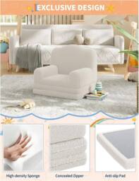 London Boutique Convertible Kids Couch Sofa Bed 2-in-1 Folding Toddler Couch Chair in White - thumbnail 4