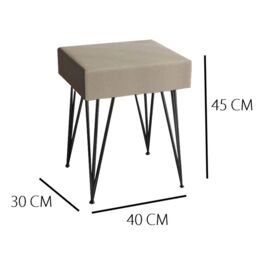 CARME HOME Olivia Velvet Padded Stool Dove grey velvet seat Black hairpin legs - thumbnail 5