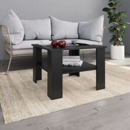 Berkfield Home Coffee Table Black 60x60x42 cm Engineered Wood - Size: 60 x 60 x 42 cm - thumbnail 1
