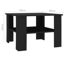 Berkfield Home Coffee Table Black 60x60x42 cm Engineered Wood - Size: 60 x 60 x 42 cm - thumbnail 5