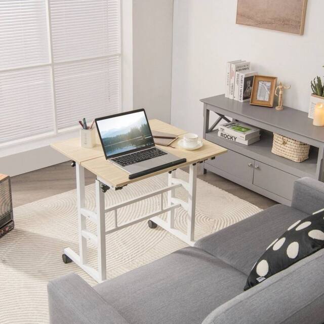 EONLION Mobile Standing Desk Laptop Computer Cart in Brown - Size: 100 cm - image 1