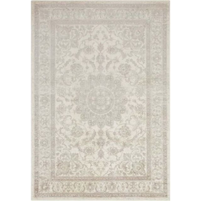 THE RUGS Velvet Orient Tabris Rug - Thin Oriental Medallion Soft Viscose Cotton in Cream - Size: 160 cm x 230 cm - image 1