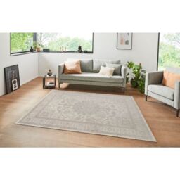 THE RUGS Velvet Orient Tabris Rug - Thin Oriental Medallion Soft Viscose Cotton in Cream - Size: 160 cm x 230 cm - thumbnail 3