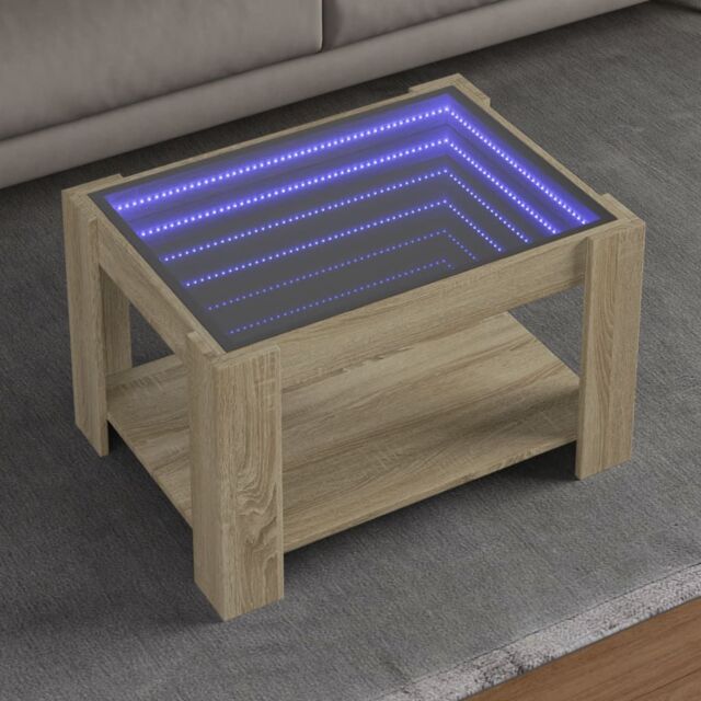 Berkfield Home Coffee Table with LED Sonoma Oak 73x53x45 cm Engineered Wood in Brown - Size: 73 x 53 x 45 cm - image 1