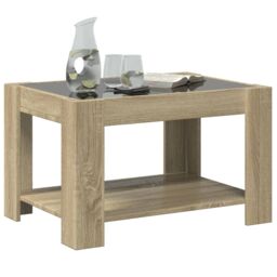 Berkfield Home Coffee Table with LED Sonoma Oak 73x53x45 cm Engineered Wood in Brown - Size: 73 x 53 x 45 cm - thumbnail 5
