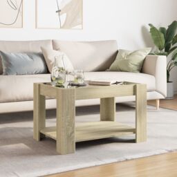 Berkfield Home Coffee Table with LED Sonoma Oak 73x53x45 cm Engineered Wood in Brown - Size: 73 x 53 x 45 cm - thumbnail 4