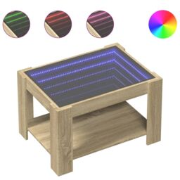 Berkfield Home Coffee Table with LED Sonoma Oak 73x53x45 cm Engineered Wood in Brown - Size: 73 x 53 x 45 cm - thumbnail 2