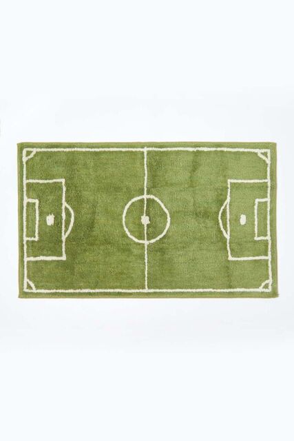 Homescapes Cotton Tufted Football Pitch Kids Rug in Green - Size: 60 cm x 100 cm - image 1