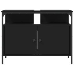 Berkfield Home Bathroom Sink Cabinet Black 80x30x60 cm Engineered Wood - Size: 80 x 30 x 60 cm - thumbnail 5