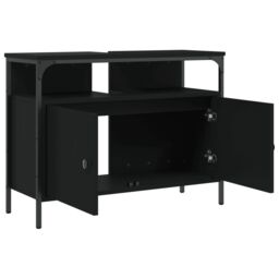 Berkfield Home Bathroom Sink Cabinet Black 80x30x60 cm Engineered Wood - Size: 80 x 30 x 60 cm - thumbnail 6