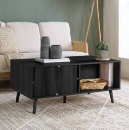 Birlea Croxley Coffee Table Black Rattan with Storage - thumbnail 2