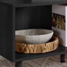 Birlea Croxley Coffee Table Black Rattan with Storage - thumbnail 4