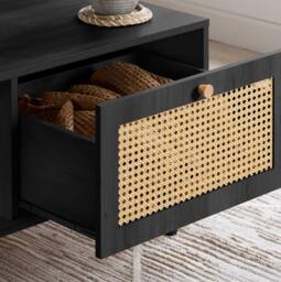 Birlea Croxley Coffee Table Black Rattan with Storage - thumbnail 6