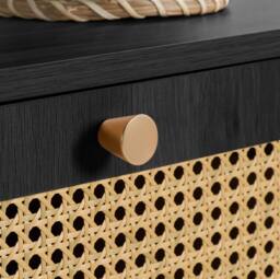 Birlea Croxley Coffee Table Black Rattan with Storage - thumbnail 5
