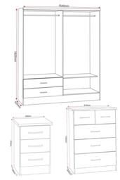 Seconique Nevada 4 Door 2 Drawer Mirrored Wardrobe Bedroom Set in White - thumbnail 6