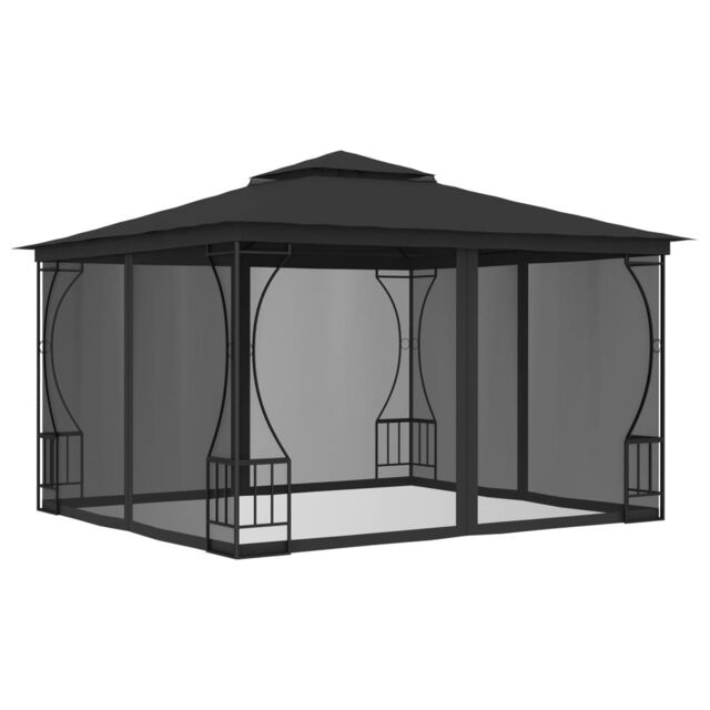 Berkfield Home Gazebo with Nets 300x300x265 cm Anthracite in Black - Size: 300 x 300 x 265 cm - image 1