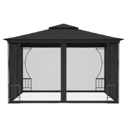 Berkfield Home Gazebo with Nets 300x300x265 cm Anthracite in Black - Size: 300 x 300 x 265 cm - thumbnail 2