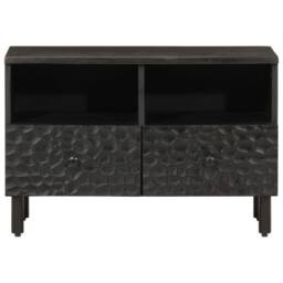 Berkfield Home TV Cabinet Black 70x33x46 cm Solid Wood Mango - Size: 70 x 33 x 46 cm - thumbnail 3