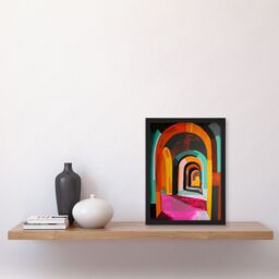 Artery8 Arch Corridor Vibrant Colourful Abstract Painting Framed Art Print - Size: A4 - thumbnail 4
