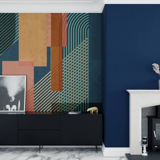 Superfresco Easy Graphic Navy Print To Order 3m x 2.8m Mural - image 1