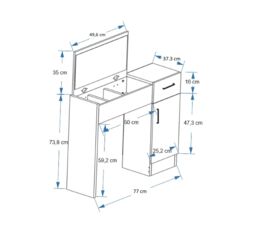 Destina Home Agnes Dressing Table with Mirror, Shelves & Drawer - 74.2 cm Wide in White - Size: 1 Pack - thumbnail 6