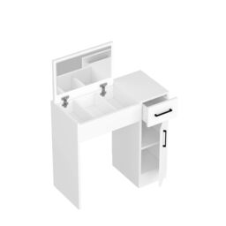 Destina Home Agnes Dressing Table with Mirror, Shelves & Drawer - 74.2 cm Wide in White - Size: 1 Pack - thumbnail 5