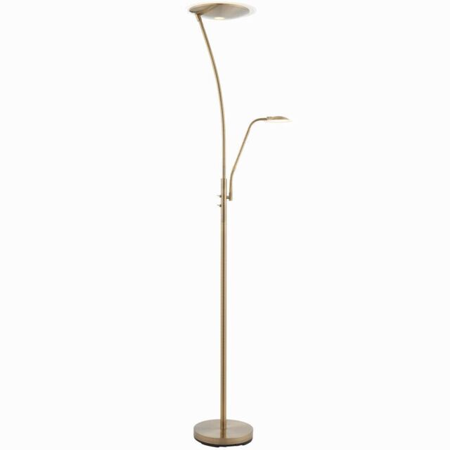 Loops Floor Lamp Light Antique Brass & Frosted Plastic 18W LED & 6W LED in Metallics