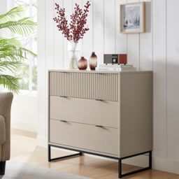 Melody Maison Large 3 Drawer Chest Of Drawers - Hesley Taupe Stone Range in Grey - thumbnail 2