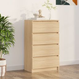 Berkfield Home Sideboard Sonoma Oak 60x35x98.5 cm Engineered Wood in Brown - thumbnail 1
