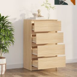 Berkfield Home Sideboard Sonoma Oak 60x35x98.5 cm Engineered Wood in Brown - thumbnail 3