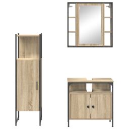 Berkfield Home 3 Piece Bathroom Furniture Set Sonoma Oak Engineered Wood in Beige - thumbnail 8