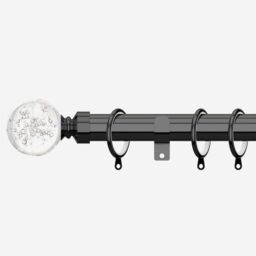 New Edge Blinds Black Nickel 28mm Glass Bubbles Fixed Length Metal Curtain Pole - Size: 130 cm - thumbnail 1