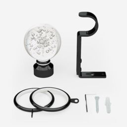 New Edge Blinds Black Nickel 28mm Glass Bubbles Fixed Length Metal Curtain Pole - Size: 130 cm - thumbnail 3