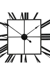 Living and Home 60cm Modern Roman Numeral Skeleton Square Metal Wall Clock in Black - thumbnail 5