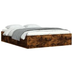 Berkfield Home Bed Frame Smoked Oak 140x190 cm in Brown - thumbnail 2