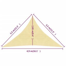 Berkfield Home Sunshade Sail 160 g/m ² Beige 3.5x3.5x4.9 m HDPE - thumbnail 6