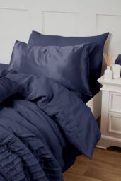 Silky Silks 100% Mulberry Silk Standard Pillowcase in Navy - Size: Standard Pillow Case - thumbnail 5