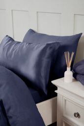 Silky Silks 100% Mulberry Silk Standard Pillowcase in Navy - Size: Standard Pillow Case - thumbnail 1
