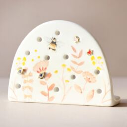 Lisa Angel Women's Dusky Pink & White Floral Bee Ceramic Earring Holder