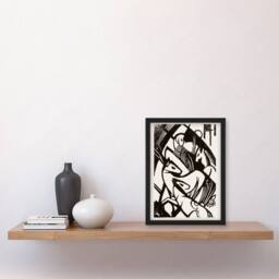 Artery8 Franz Marc Framed Wall Art Print Horses 1912 Abstract Painting in White - Size: A4 - thumbnail 2