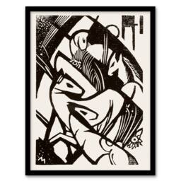 Artery8 Franz Marc Framed Wall Art Print Horses 1912 Abstract Painting in White - Size: A4 - thumbnail 1