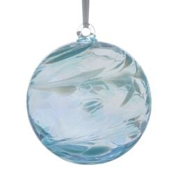 Sienna Glass 10cm Friendship Ball Aquamarine in Blue